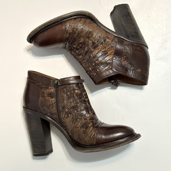 Ugg Collection Women Size 9 Giacinta Brown Ankle Boots Snake Skin Made In Italy - Picture 3 of 16
